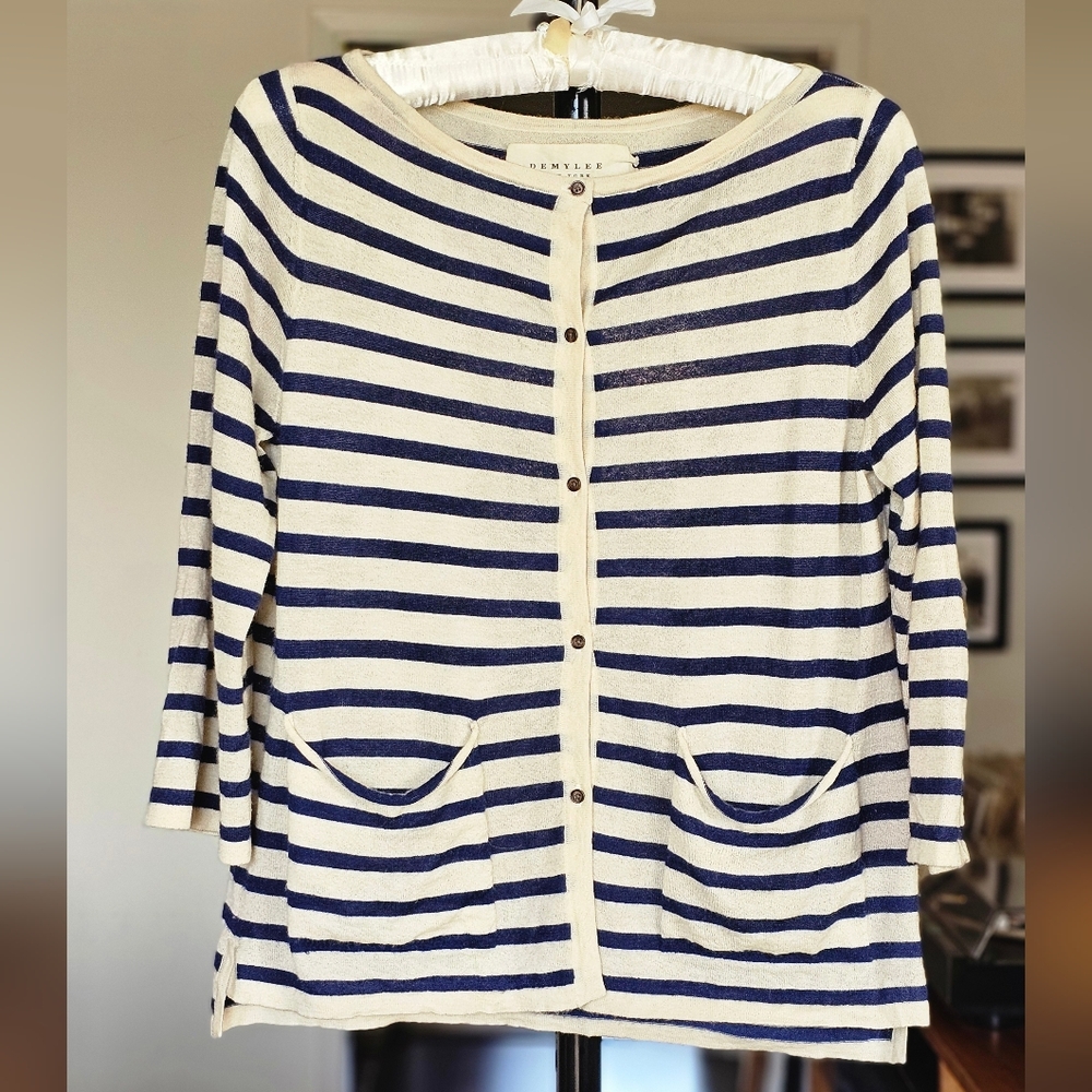 DEMYLEE New York Striped Cashmere Cardigan